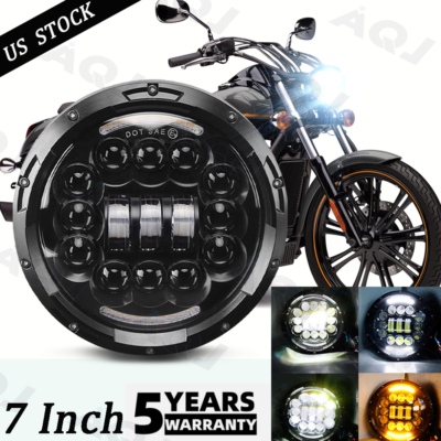 7" LED Hi/Lo Headlight For Kawasaki Vulcan 900 1500 1600 – Projector With DRL, DOT/SAE