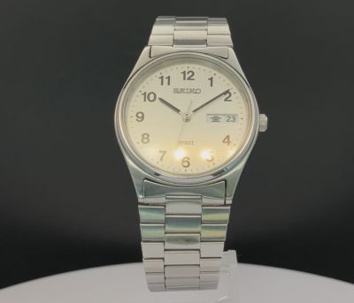 SEIKO WATCH SPIRIT 7N48-7A00 QUARTZ STAINLESS STEEL DAY DATE KANJI