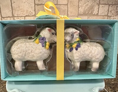 Blue Sky Clayworks Easter Lambs Salt & Pepper Shakers NIB Auth Retailer