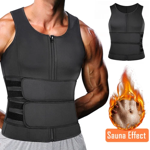 Men Neoprene Sauna Vest Sweat Body Shaper Waist Trainer Fat Burner Shapewear
