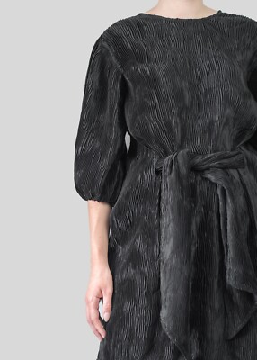 ganni belted pliss-satin mini dress GANNI Belted Pliss-Satin Mini Dress