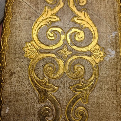 CE Jewelry Box Florentine Gilt Wood Gold Leaf Italy Made Scrollwork Mirror
