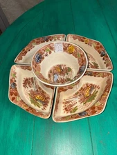 VTG Nasco Mountain 1940s Woodland Ceramic Chip/Vegetables and Dip Serving Dish