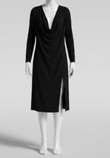 Versace Women's Black Cowl-Neck Cutout Side-Slit MIDI Dress Size 46