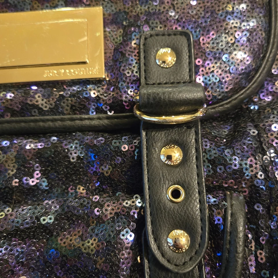 Juicy Couture Backpack Sequins Sparkle Women's Purple Multi Pocket Medium - Image 3 of 4