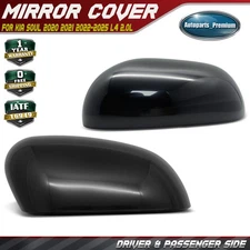 Pair Mirror Cover Cap Gloss Black for Kia Soul 2020-2025 L4 2.0L Automatic Trans