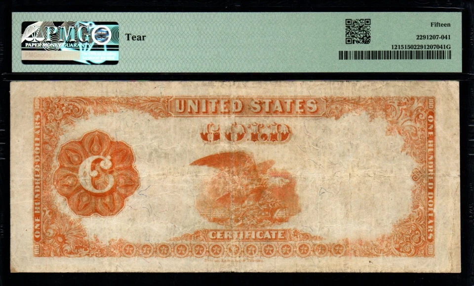 $100 1922 LARGE Size PMG CHOICE FINE 15 GOLD CERTIFICATE! - Image 2 of 2