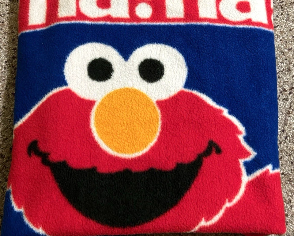 Vintage Elmo Owen Blanket Throw 90s Sesame Street Ha! Ha! Ha! Red Blue 59"X50" - Image 3 of 4