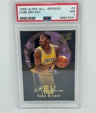 1996 NBA Fleer Ultra All-Rookies Kobe Bryant #3 PSA 7 NM Kobe Bryant Rookie Card. rookie card picture