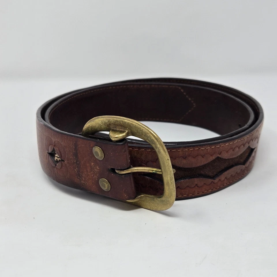 Винтажный мужской кожаный ремень коричневый с инструментами 45 дюймов American Eagle Outfitters ширина 1,5 дюйма - Изображение 4 из 4