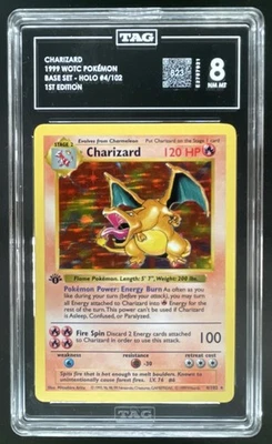 1999 Pokemon Base Set 1st Edition Shadowless #4/102 Charizard Holo TAG 8 NM MINT