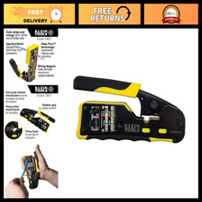 Ratcheting Modular Data Cable Crimper, Wire Stripper Cutter for RJ11/RJ45