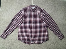 Old Navy Shirt Mens Large Red Blue White Plaid Long Sleeve Button Up Casual