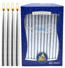 Dripless Chanukah Candles Standard Size, Metallic Silver Hanukkah Candles Fit...