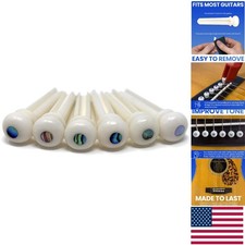 Slotted Pure Bone Bridge Pins with Abalone Dot for 6 12 String Guitars
