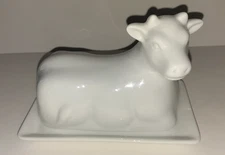 Tabletops Unlimited Belgium Cow Shaped Butter Dish 5 1/4"X3 1/4" Holds 1/2 Stick