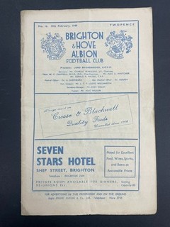 1948/49 BRIGHTON & HOVE ALBION V BOURNEMOUTH 19 02 1949 DIVISION 3