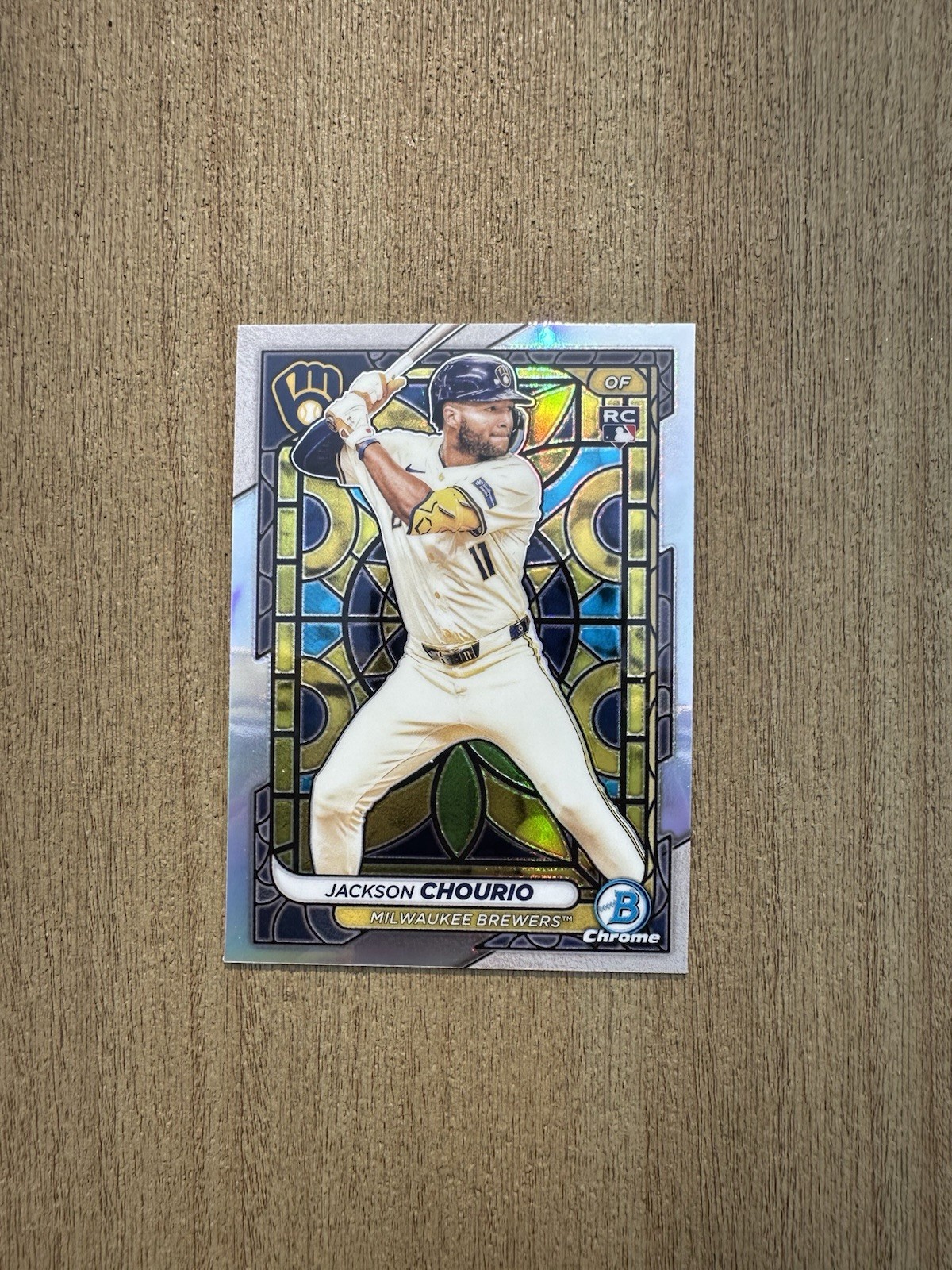 2024 Bowman Chrome Jackson Chourio Etched In Stained Glass Rookie Card SSP RC