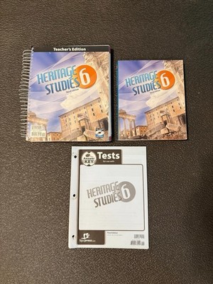 BJU Heritage Studies 6, 3rd ed., Teacher's Ed. Tests Answer Key, & Student Text