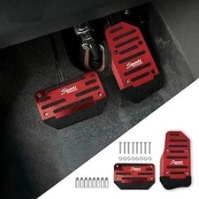 Non-Slip Aluminum Alloy Pedal Covers for Gas and Brake, 2-Piece Set Color: Red