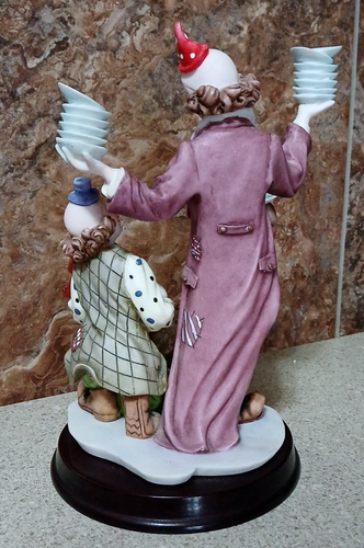 Figurines anciennes assiettes d'équilibrage clowns DeCapoli 10"H - Photo 3/6