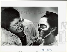 1987 Press Photo Monster Makeup Demonstration at Loussac Library - lrb38287