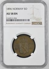 1896 NORWAY 5O NGC AU 58 BN Certified Coin