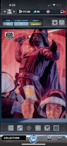 Topps Star Wars Card Trader Digital Legendary Darth Vader Chrome Galaxy 75CC