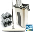 Flat Mop Bucket Set Head 4x Replacement Pads Microfibre Floor Kitchen Cleaning