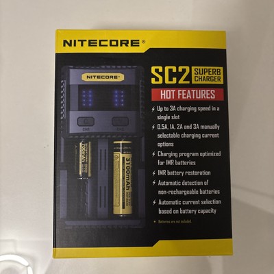 Nitecore SC2 SUPERB - 3A zwei Schacht Schnellladegerät für Li-Ion, LiFePo, Ni-MH