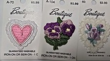 ASSORTMENT OF IRON ON APPLIQUES 3-PCS MADE IN THE USA