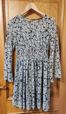 Zara Black & White Floral Dress 3/4 Sleeves Woman's Size M