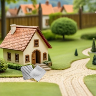 8Pcs Reusable Corrugated Aluminum Roof Tiles for Model House Crafting Silver