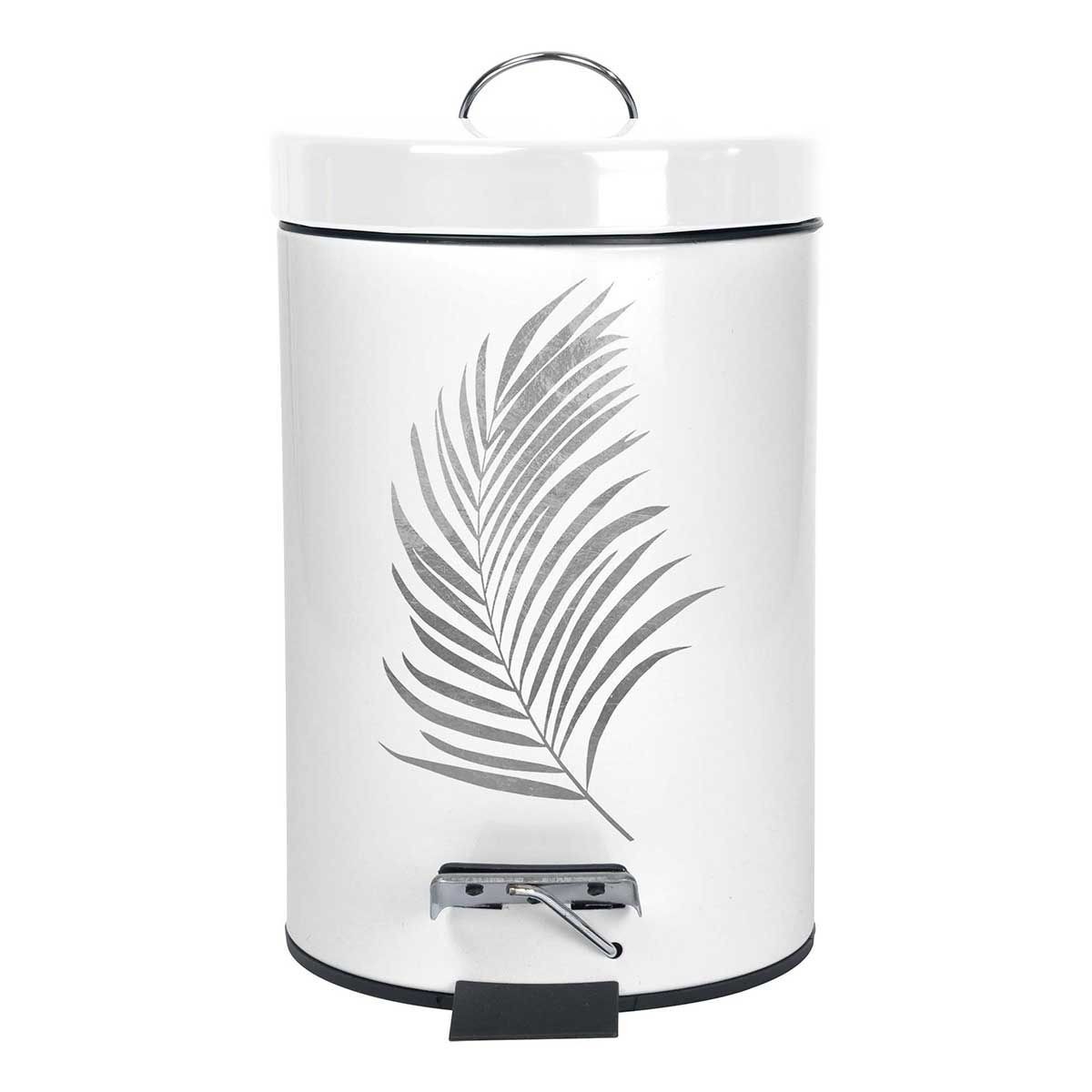 Poubelle à pédale 3L Orbella blanc et argent pour salle de bain