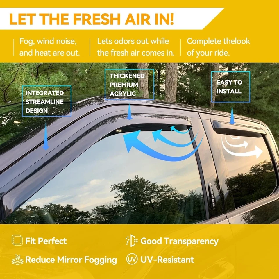 Viseira de janela para Hyundai Elantra Sedan 2011-2016 exclui GT, Rai fora do canal... - Imagem 4 de 4