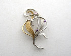 14K Yellow & White Textured & Polished Gold Diamond Topaz Amethyst Brooch Pin — photo 6