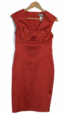  * SPORTMAX (ITALY) SIZE 6 RED SATIN PARTY /COCKTAIL DRESS