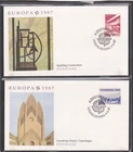 DENMARK 1987 2 FLEETWOOD FIRST DAY COVERS EUROPA ARCHITECTURE CACHET