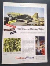 Curtiss Wright Airplane Manufacturer during Air Age Vtg Magazine Print Ad 1945