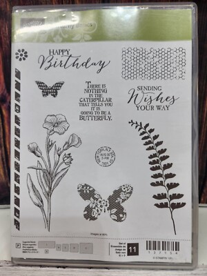 Stampin' Up! BUTTERFLY BASICS stamp set Postmark Birthday Wishes Flower ...
