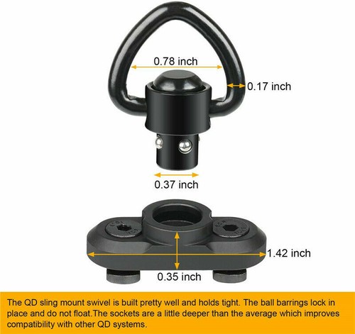 2-Pack M-LOK Quick Release Sling Mounts – Push Button QD Swivel Adapters For Rifle Slings