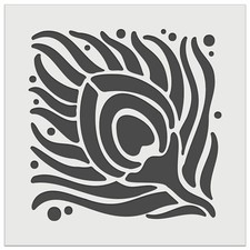 Artsy Peacock Feather Square Wall Cookie DIY Craft Reusable Stencil