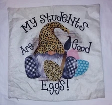 Leopard Print My Students Are Gnome Easter Teacher Egg Pillow Case Canvas Cover