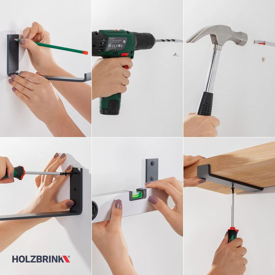 Holzbrink Staffa per Scaffale Staffa per Mensola Industriestahl - Immagine 4 di 4