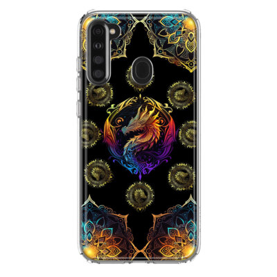 For Samsung Galaxy A21 Shockproof Case Mandala Geometry Dragon