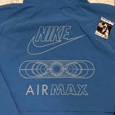 New Nike Sportswear Air Max Woven Full Zip Blue Jacket Men's Size