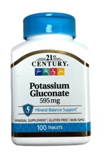 21st Century POTASSIUM GLUCONATE 595mg 100 Tablets --