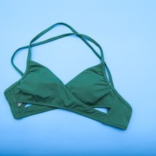 Victorias Secret XS Green Padded Bikini Top Wrap Style Side Cutout Swimwear New