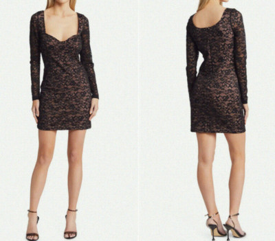 French Connection Thora Lula Long Sleeve Ponte Lace Jersey Dress Size: S