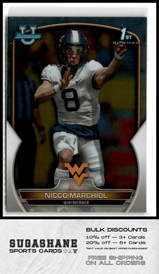 2022 1st Bowman University 77 Nicco Marchiol   West Virginia  Football Card